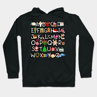 Christmas Alphabet with Cute Ornaments Xmas Teacher Women Hoodie